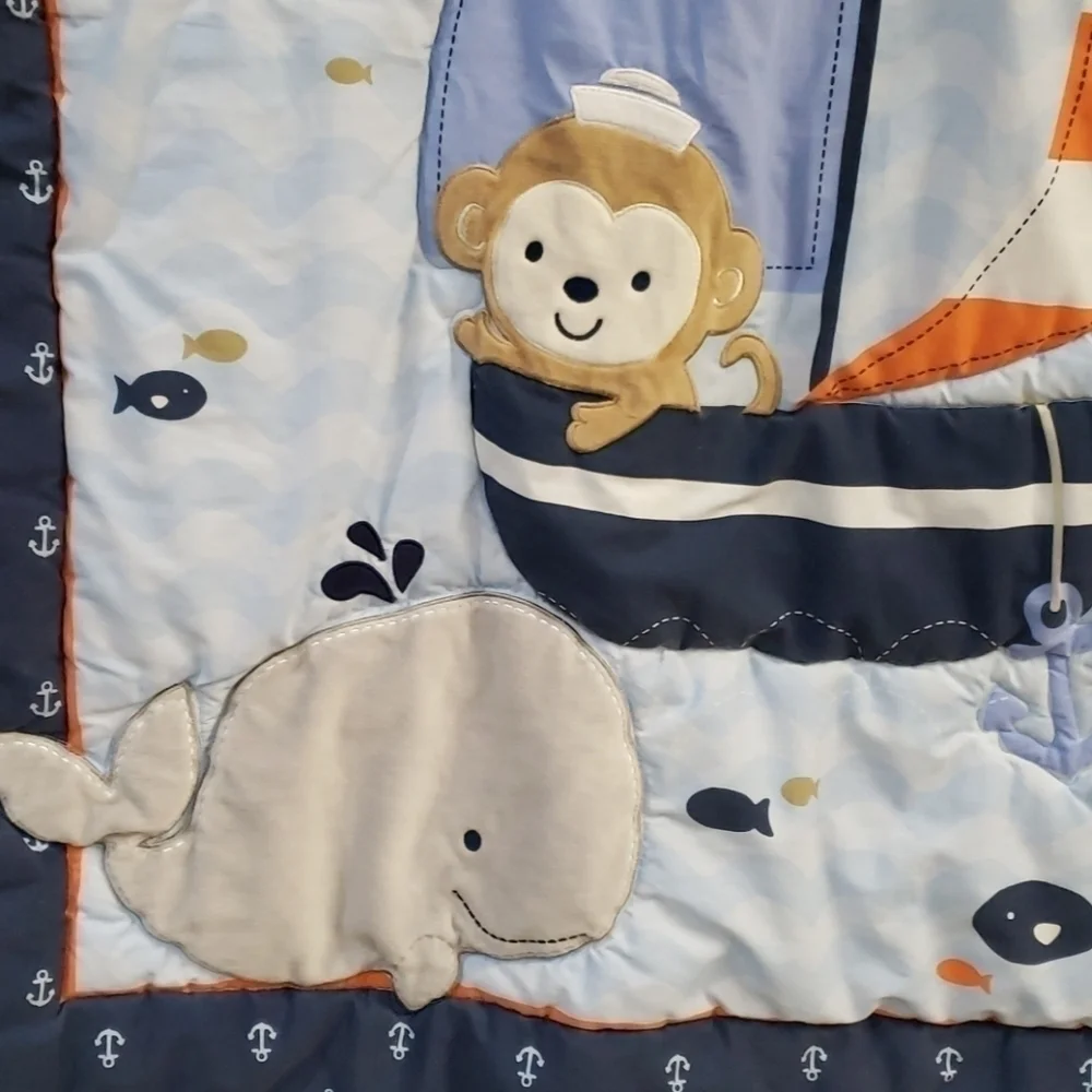 CARTERS quilted blanket boat sea animals